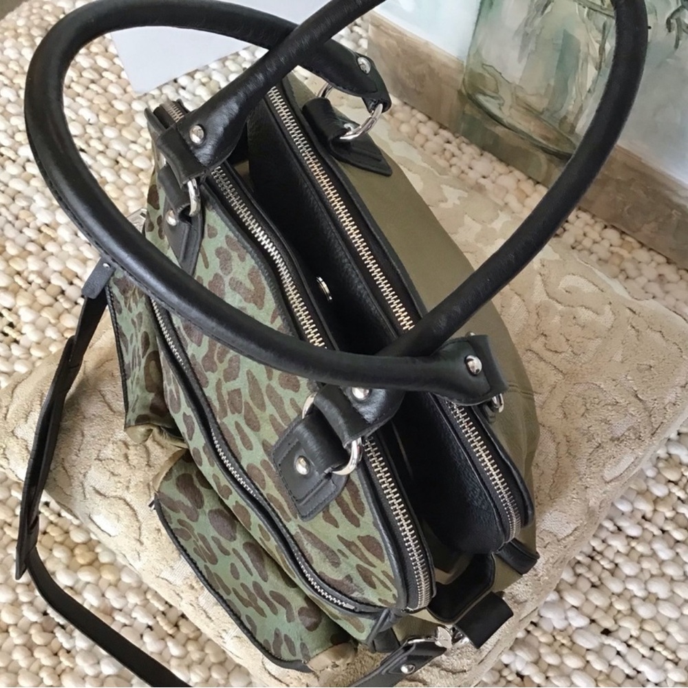 Aimee Kestenberg Green and Black Leopard Satchel - Picture 6 of 11